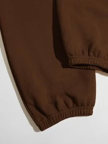 SHEIN Bộ thời trang màu trơn Giải trí - Màu nâu Sô-cô-la - Xem 5