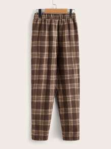 SHEIN Boys Tartan Elastic Waist Trousers - Multicolor - View 2