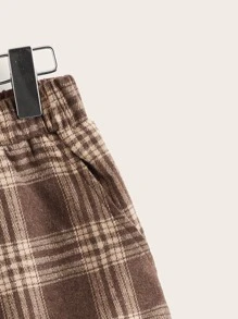 SHEIN Boys Tartan Elastic Waist Trousers - Multicolor - View 3