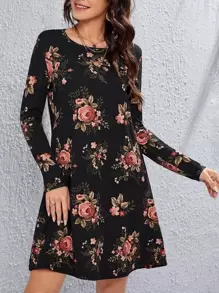 EMERY ROSE 印花大圓領連衣裙 - 彩色 - 查看 1