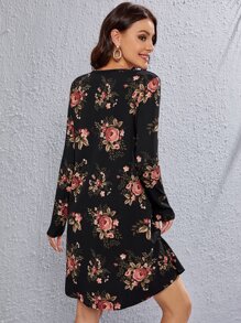 EMERY ROSE 印花大圓領連衣裙 - 彩色 - 查看 2