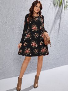 EMERY ROSE 印花大圓領連衣裙 - 彩色 - 查看 4