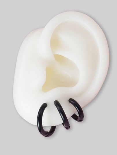 Fashionable and Popular 3pcs Men Minimalist Hoop Earrings Stainless Steel for Jewelry Gift and for a Stylish Look