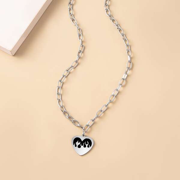 

Heart Charm Necklace, Silver
