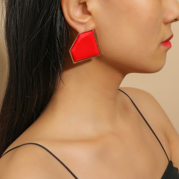 

Geometric Stud Earrings, Red