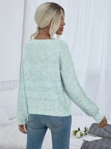 EMERY ROSE Space Dye Drop Shoulder Jumper - Mint Green - View 2