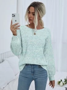EMERY ROSE Space Dye Drop Shoulder Jumper - Mint Green - View 3