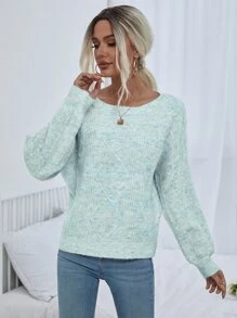 EMERY ROSE Space Dye Drop Shoulder Jumper - Mint Green - View 4