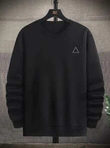 Manfinity Homme Men Geo Print Thermal Lined Loose Sweatshirt - Black - View 1