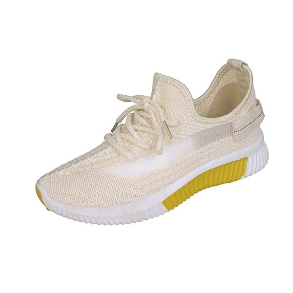 

Breathable Lace Up Design Slip On Sneakers, Beige