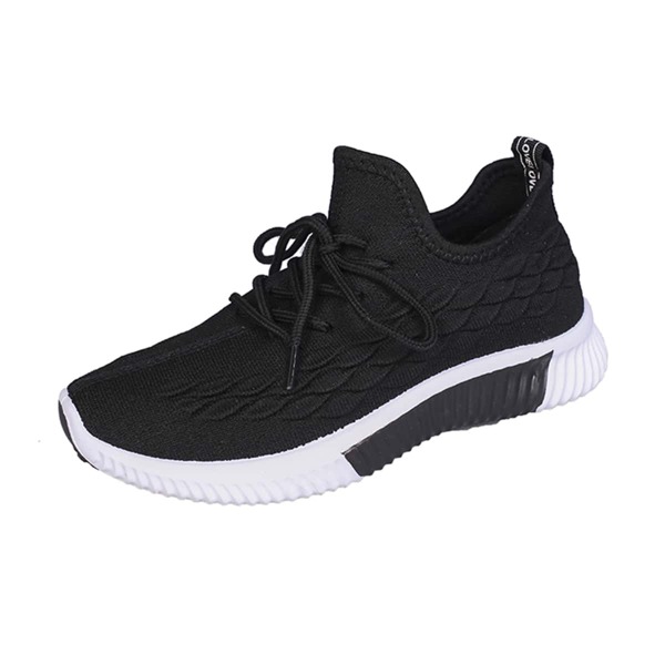 

Fish Scale Lace Up Front Running Shoes, Black