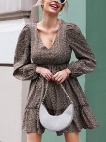 SHEIN Đầm Viên lá sen Họa tiết hoa Boho - Nhiều màu - Xem 1