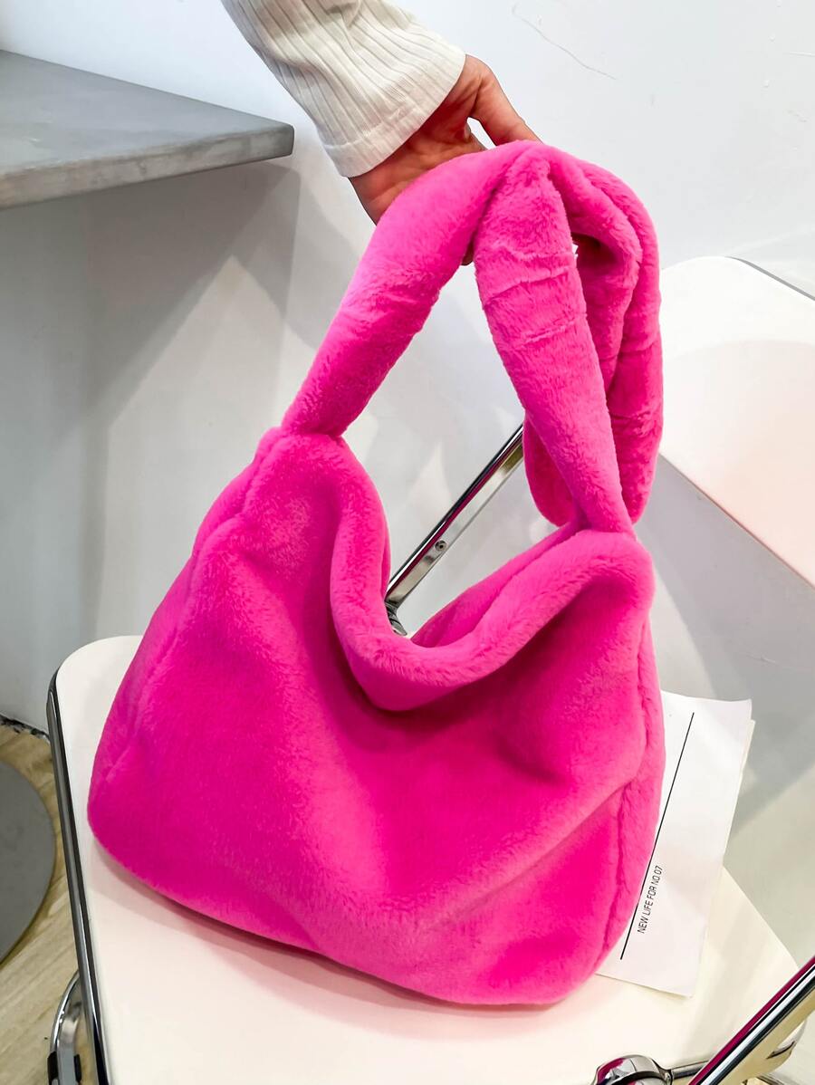 Flaumige Schultertasche - Heißes Pink - Übersicht 1