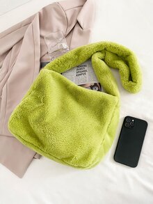 Túi vai màu trơn Tay cầm Top - màu xanh lá - Xem 2