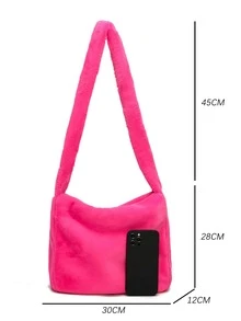 Flaumige Schultertasche - Heißes Pink - Übersicht 3