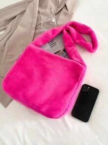 Flaumige Schultertasche - Heißes Pink - Übersicht 5