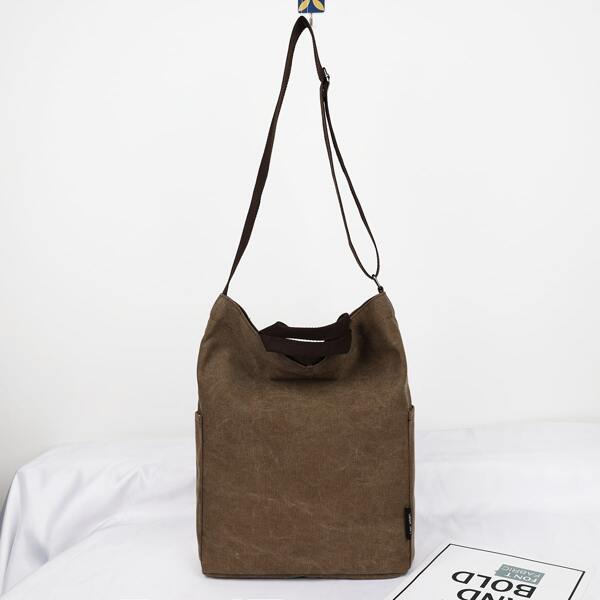 

Minimalist Canvas Square Bag, Brown