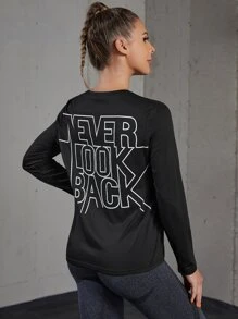 Yoga Basic Áo Tees & Tanks  Thể thao Nữ Slogan - màu đen - Xem 3