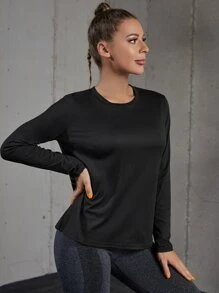 Yoga Basic Áo Tees & Tanks  Thể thao Nữ Slogan - màu đen - Xem 2