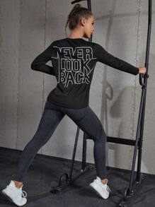 Yoga Basic Áo Tees & Tanks  Thể thao Nữ Slogan - màu đen - Xem 1