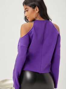 SHEIN BAE Top con diamante de imitación con tira cruzada de hombros descubiertos - Morado Violeta - Ver 2