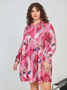 SHEIN Unity Đầm Plus Size Nút Họa tiết Chain Giải trí - Nhiều màu - Xem 1
