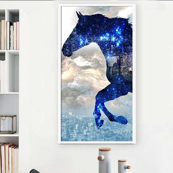

Horse Print DIY Diamond Unframed Painting, Multicolor