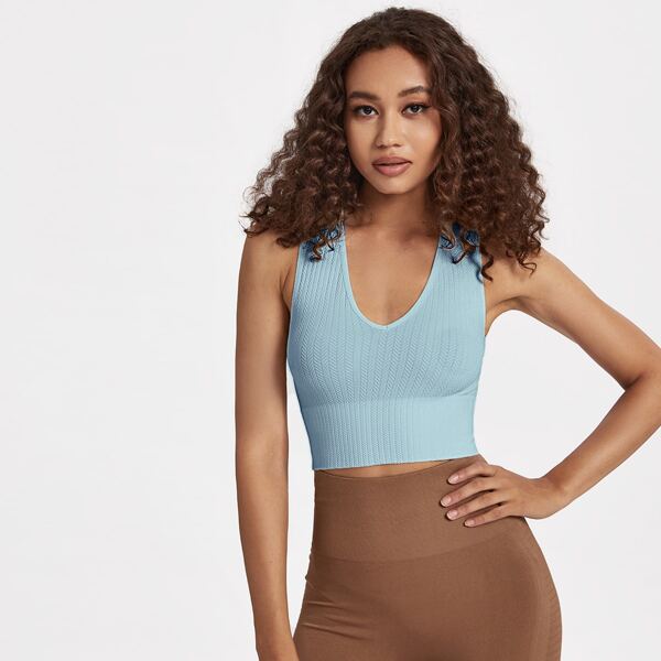 

Seamless Textured Sports Tank Top, Baby blue