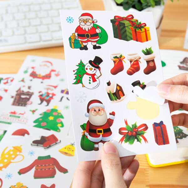 

10pcs Christmas Cartoon Graphic Random Sticker, Multicolor