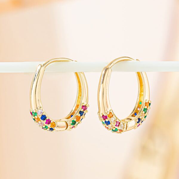 

Rhinestone Decor Hoop Earrings, Gold