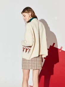 SHEIN EZwear Cable Knit Geo Pattern Cardigan