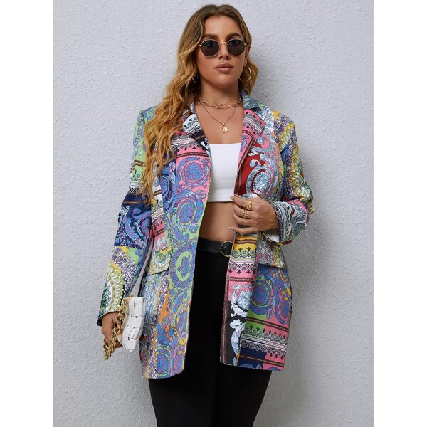 

Plus Paisley Print Blazer, Multicolor