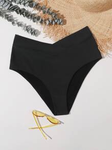 Swim Vcay Summer Beach Plus Solid High Waisted Bikini Panty