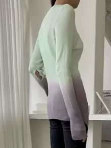 DAZY Ombre Cut Out Sleeve Ribbed Knit Cardigan,Fall Clothes Jacket