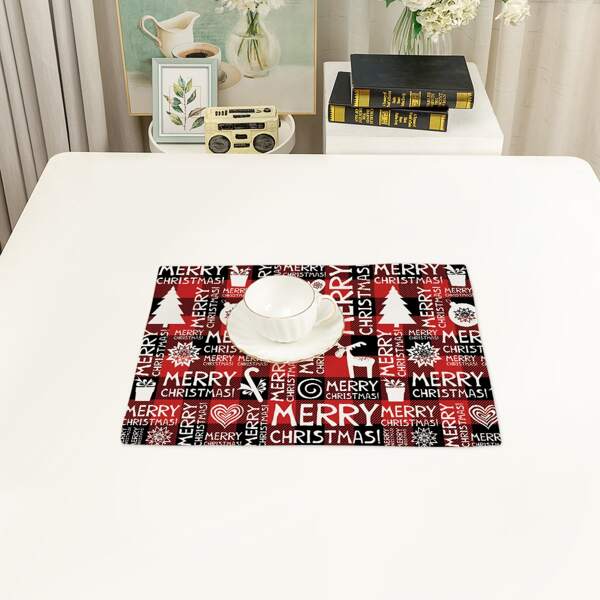 

1pc Christmas Letter Graphic Placemat, Multicolor