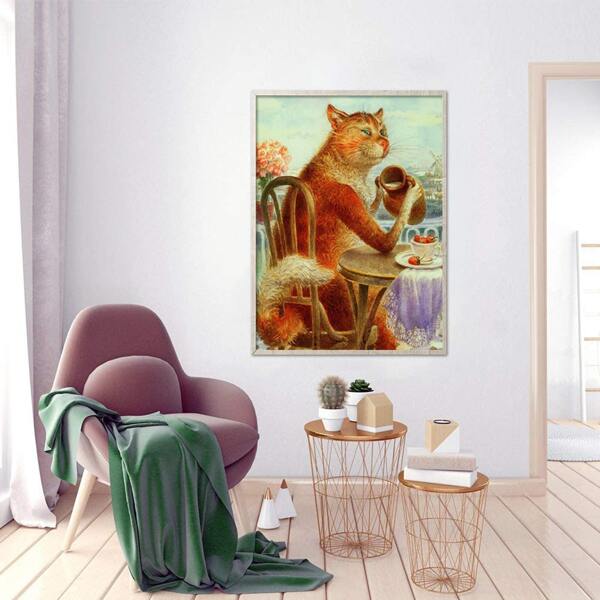 

Cat Print DIY Diamond Unframed Painting, Multicolor