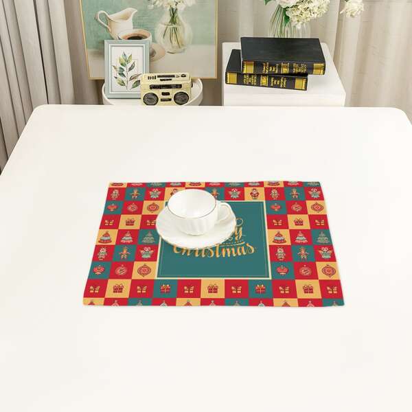 

1pc Christmas Gift Box Pattern Placemat, Multicolor