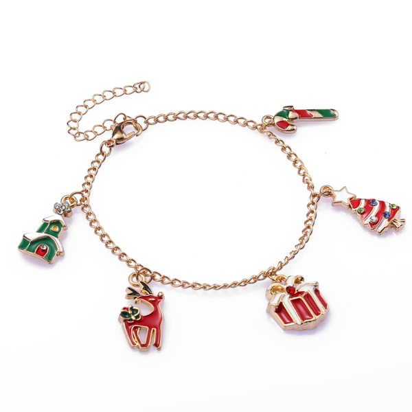 

Girls Christmas Tree Charm Bracelet, Multicolor