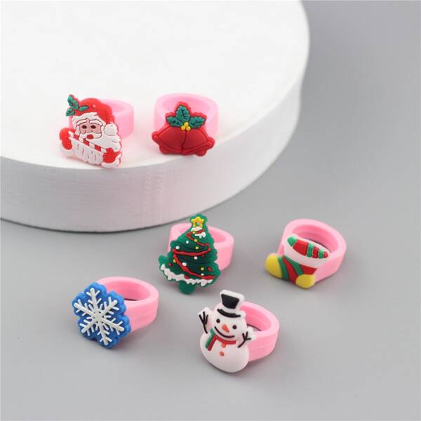 

6pcs Kids Christmas Tree Decor Ring, Multicolor