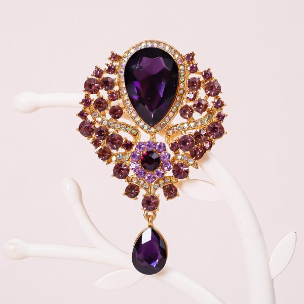 

Rhinestone Water Drop Charm Brooch, Purple