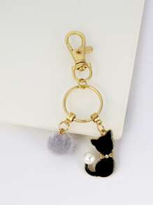 Móc khóa Pom Pom & Cat Charm - màu đen - Xem 2