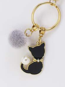 Móc khóa Pom Pom & Cat Charm - màu đen - Xem 3
