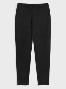 Manfinity Men Solid Tailored Pants - Black - View 1
