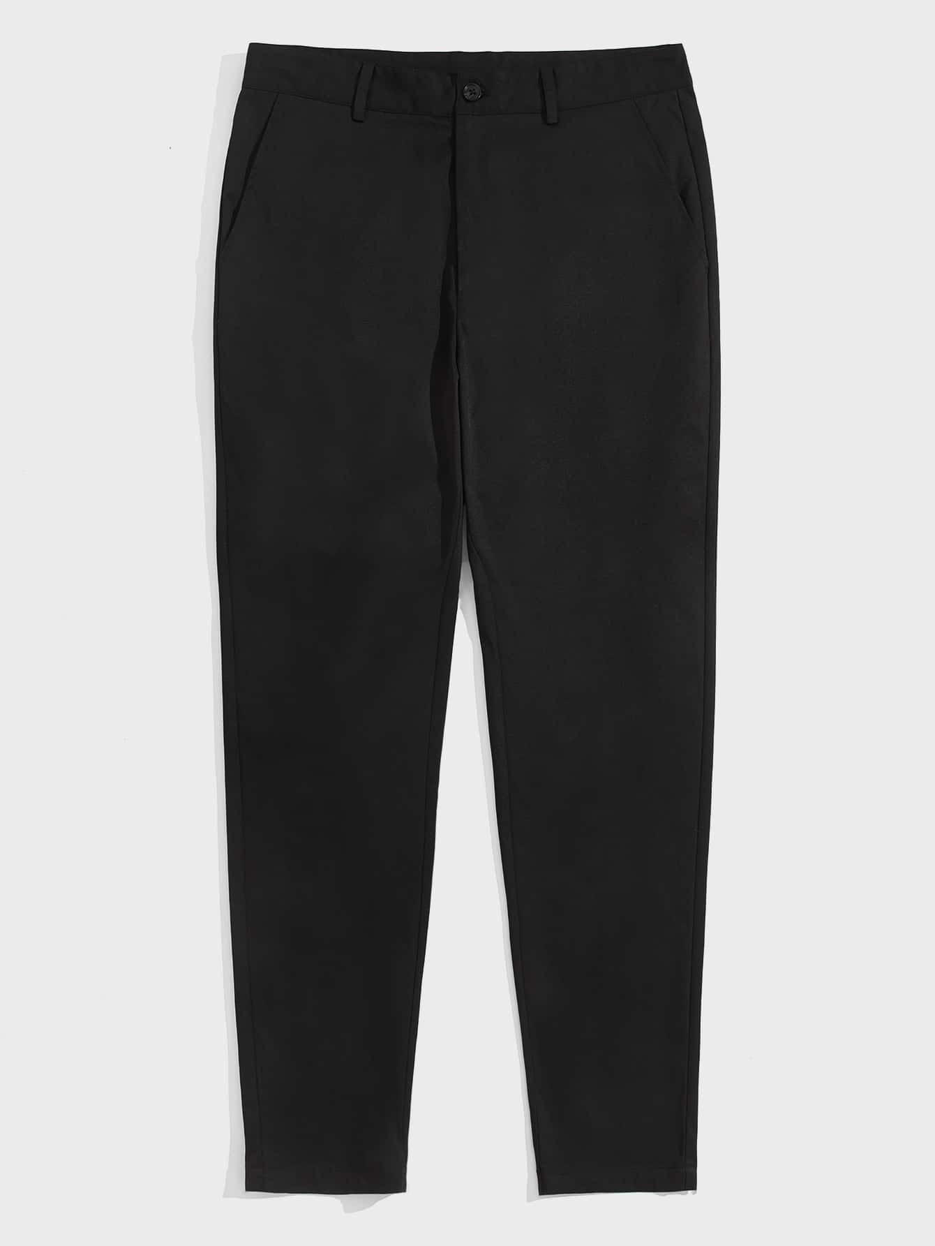 Manfinity Men Solid Tailored Pants - Black - View 1