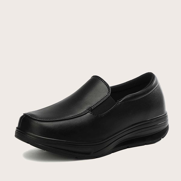 

Elastic Band Decor Slip On Rocking Shoes, Black