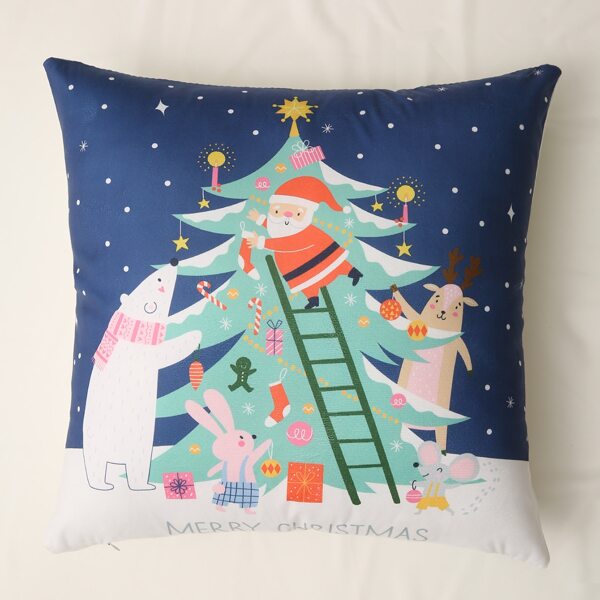

Christmas Print Cushion Cover Without Filler, Multicolor