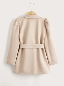 SHEIN 女孩泡泡袖腰帶外套 - 杏色 - 查看 2