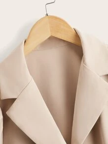 SHEIN 女孩泡泡袖腰帶外套 - 杏色 - 查看 3