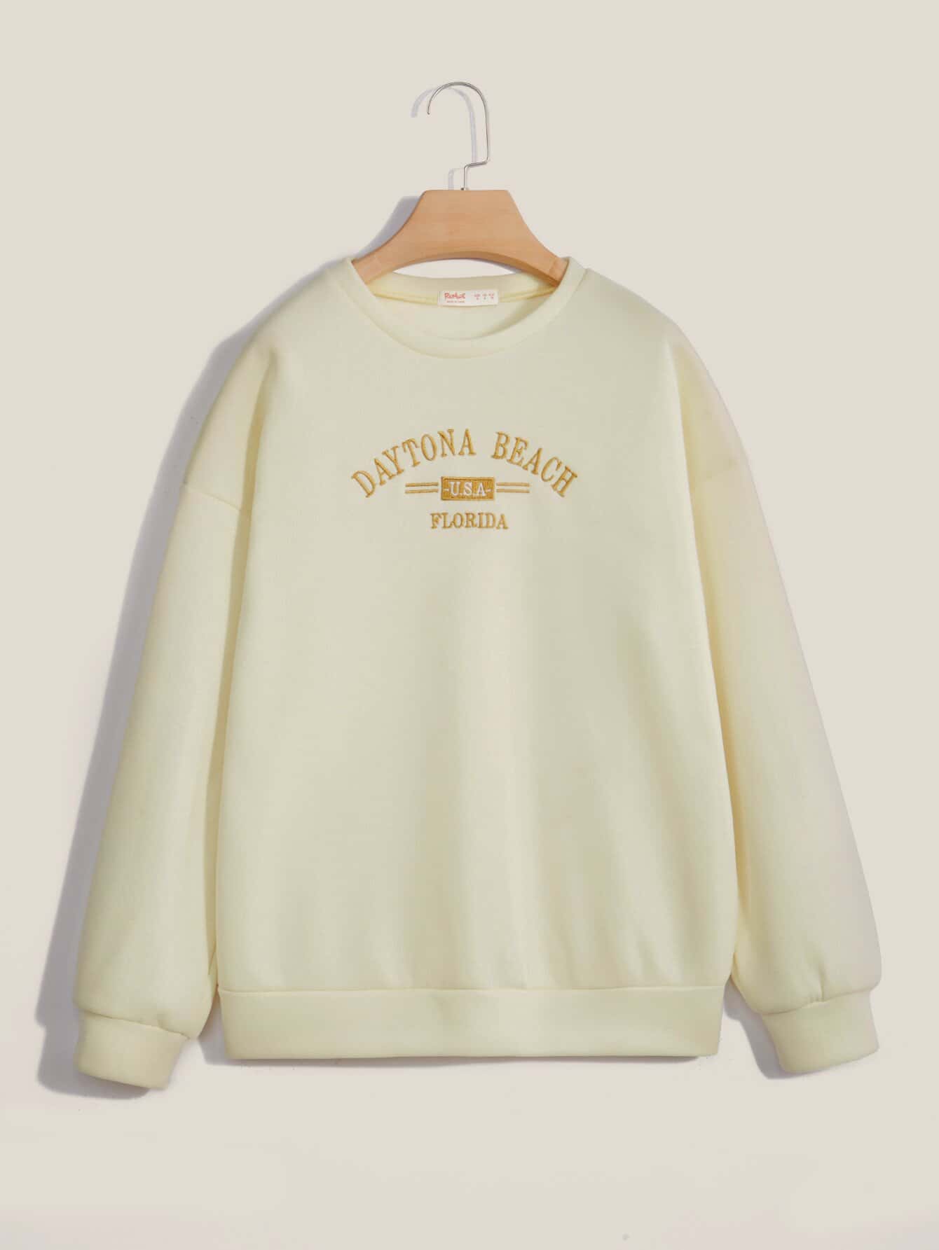 Letter Embroidery Drop Shoulder Sweatshirt