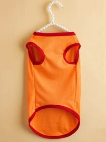 无袖宠物背心，印有蛋糕和生日快乐英文图案，适合春夏穿着，适用于狗狗/猫咪。 - 橘色 - 查看 5